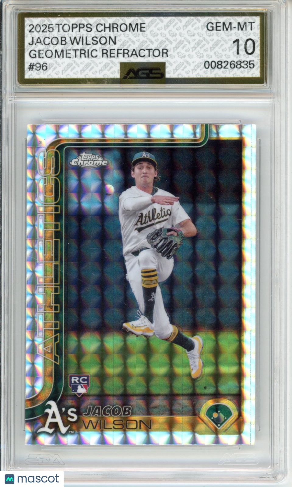 Baseball 2025 Topps Chrome JACOB WILSON #096 Geometric Refractor AGS 10