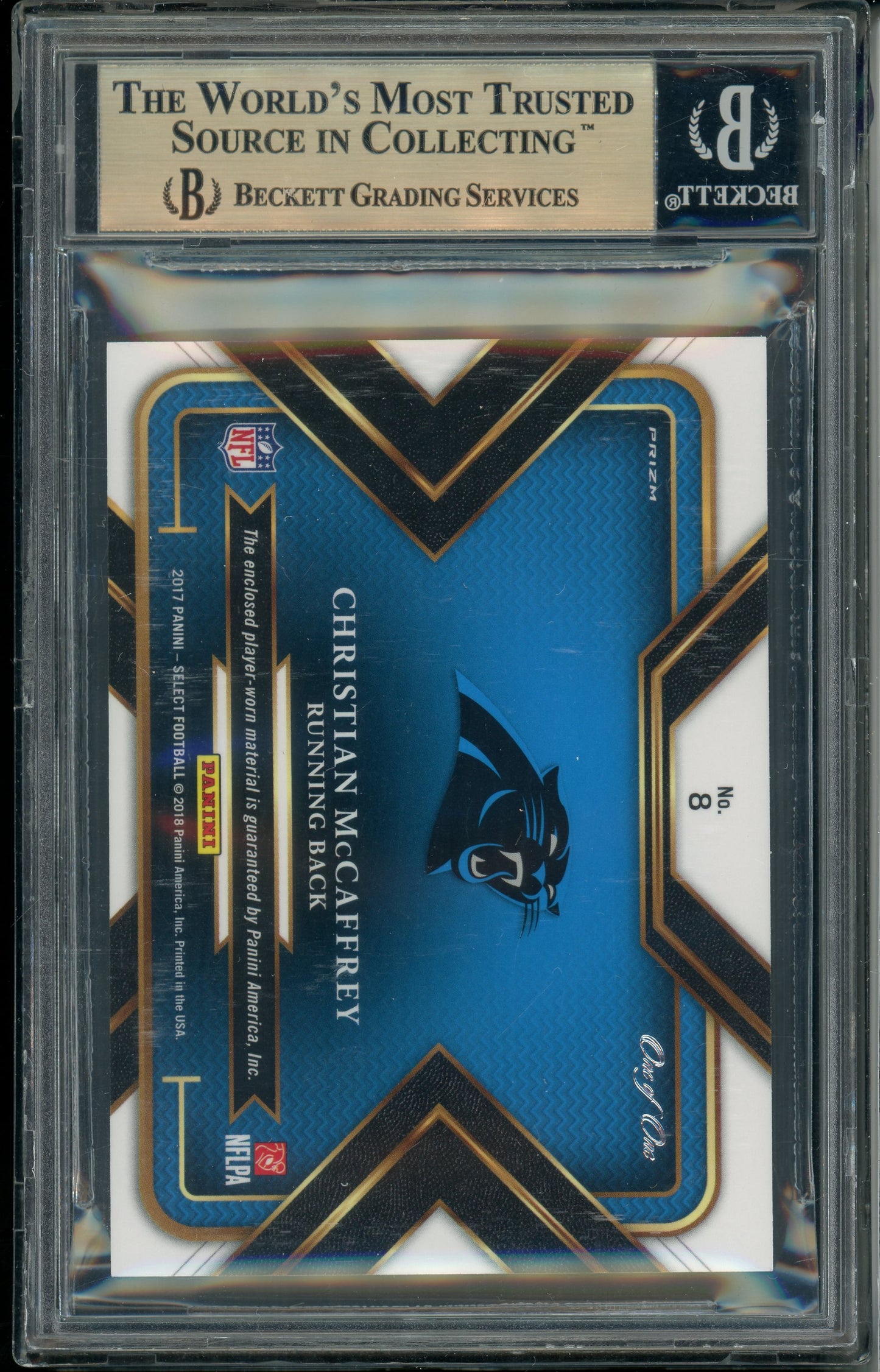 2017 Select Christian McCaffrey #8 Jumbo Rookie Black NFL Shield 1/1 BGS 9.5