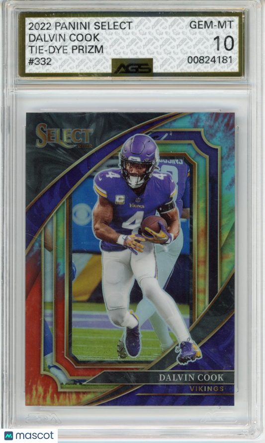 Football 2022 Panini Select Dalvin Cook #332 TIE-DIE PRIZM AGS 10
