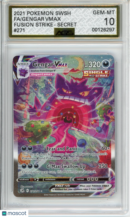2021 Pokemon Fusion Strike Gengar VMAX #271 AGS 10