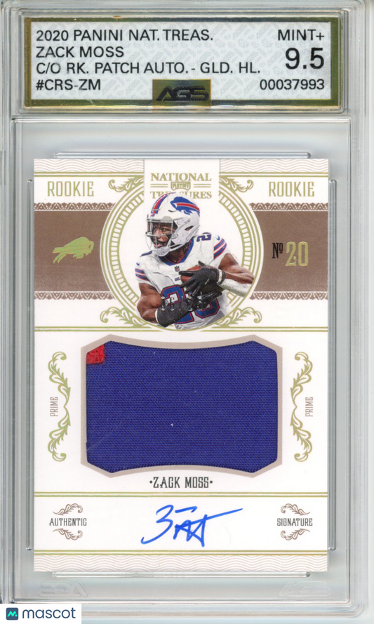 2020 Panini National Treasures Zack Moss #CRS-ZM RPA Holo Gold AGS 9.5