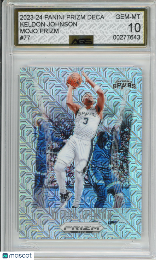 2023-24 Panini PRIZM DECA KELDON JOHNSON #077 Mojo Prizm /25 AGS 10
