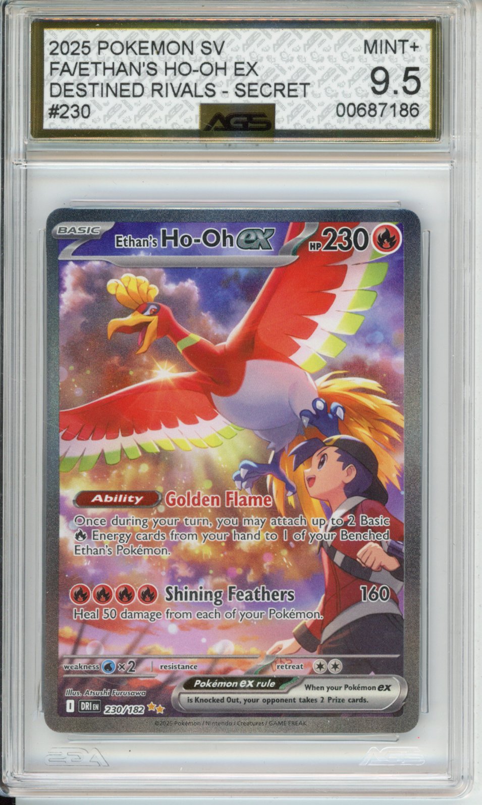 2025 Destined Rivals Ethan's Ho-Oh ex #230 AGS 9.5