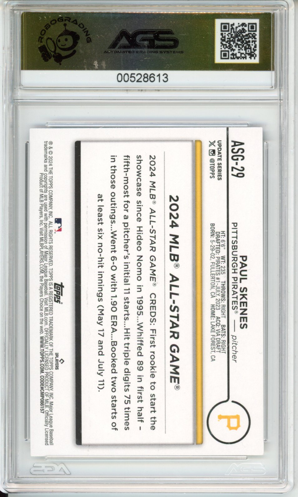 2024 topps update Paul Skenes #ASG-29 All-Star Game