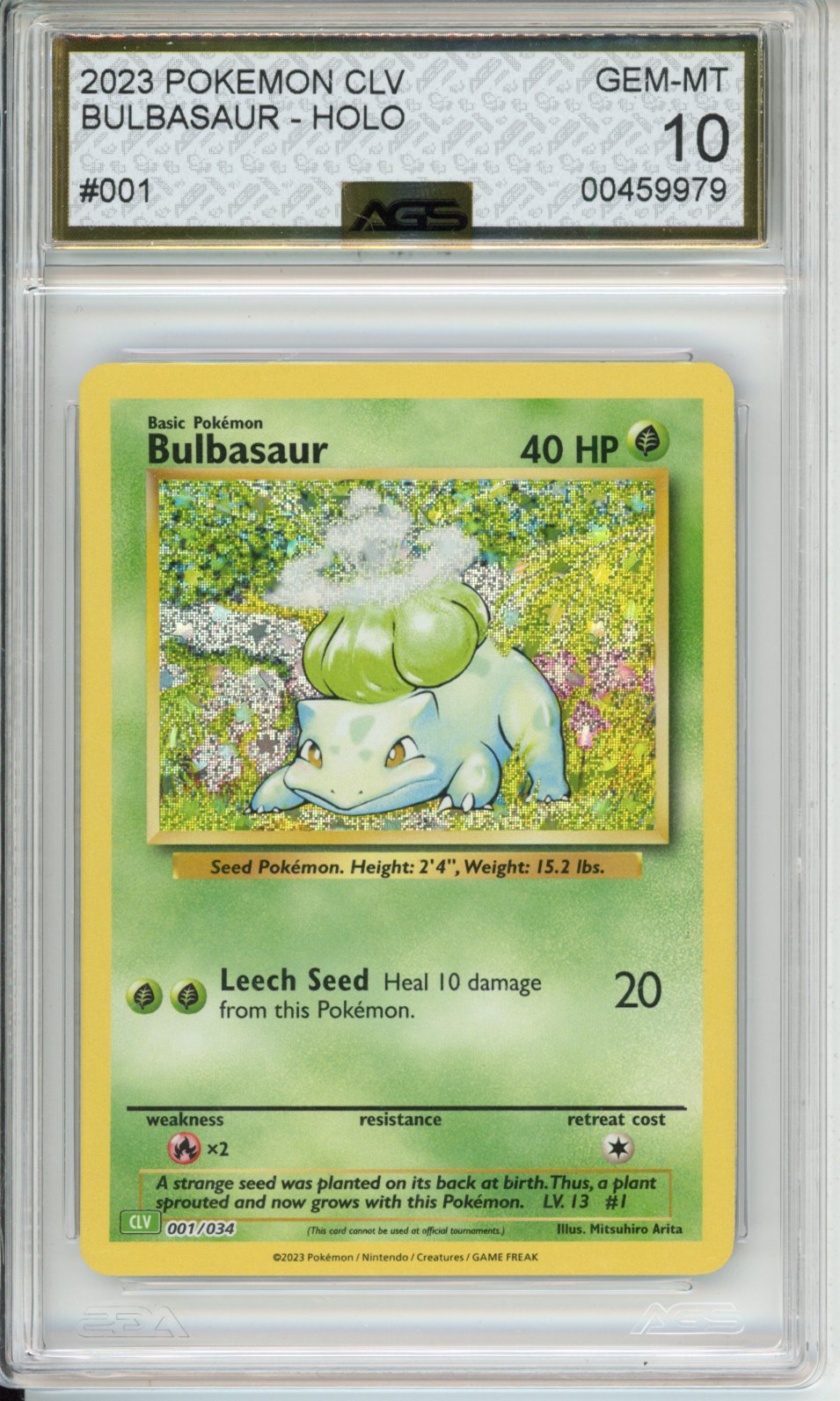 2023 Trading Card Game Classic Venusaur & Lugia ex Deck Bulbasaur #001 English AGS 10