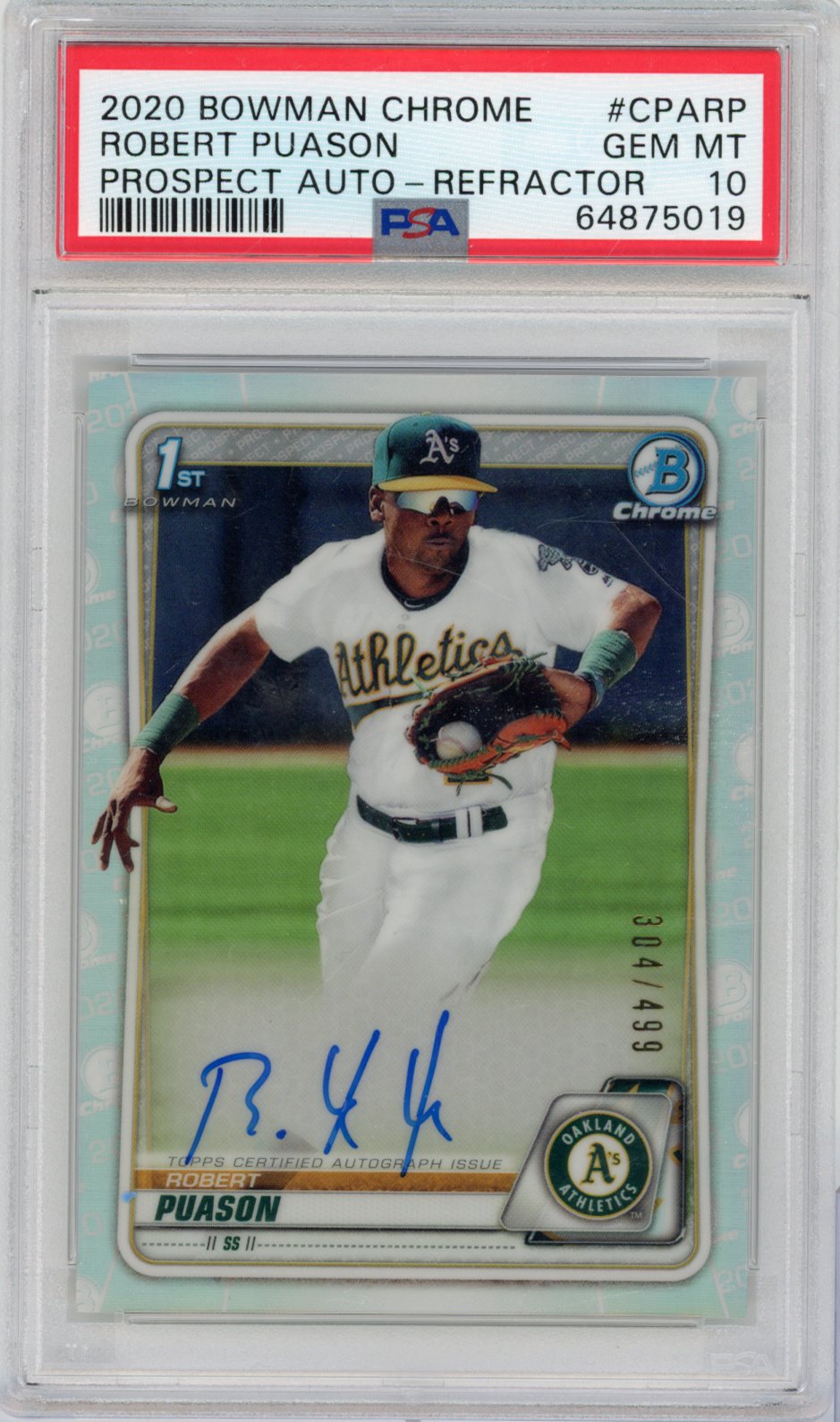 2020 Bowman 1st Edition Baseball Robert Puason #CPA-RP Refractor English PSA 10