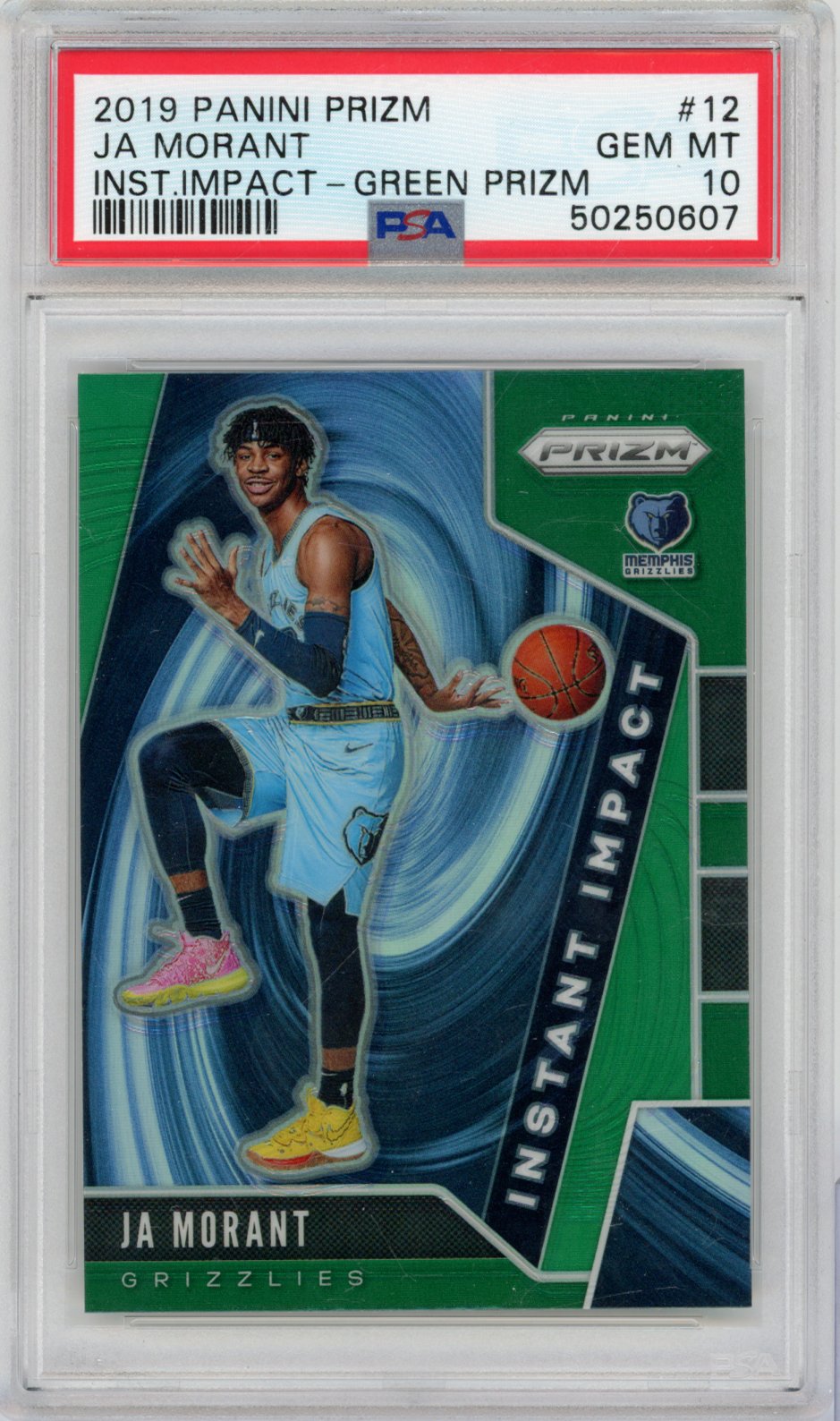 2019 Panini Prizm Basketball Ja Morant #12 Prizm Green English PSA 10