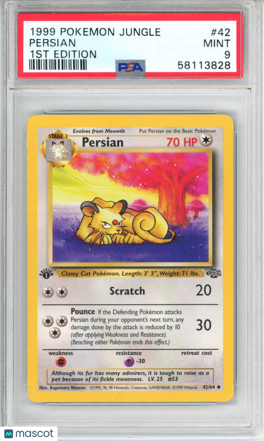 1999 Pokemon Jungle Persian #42 1ST Edition PSA 9