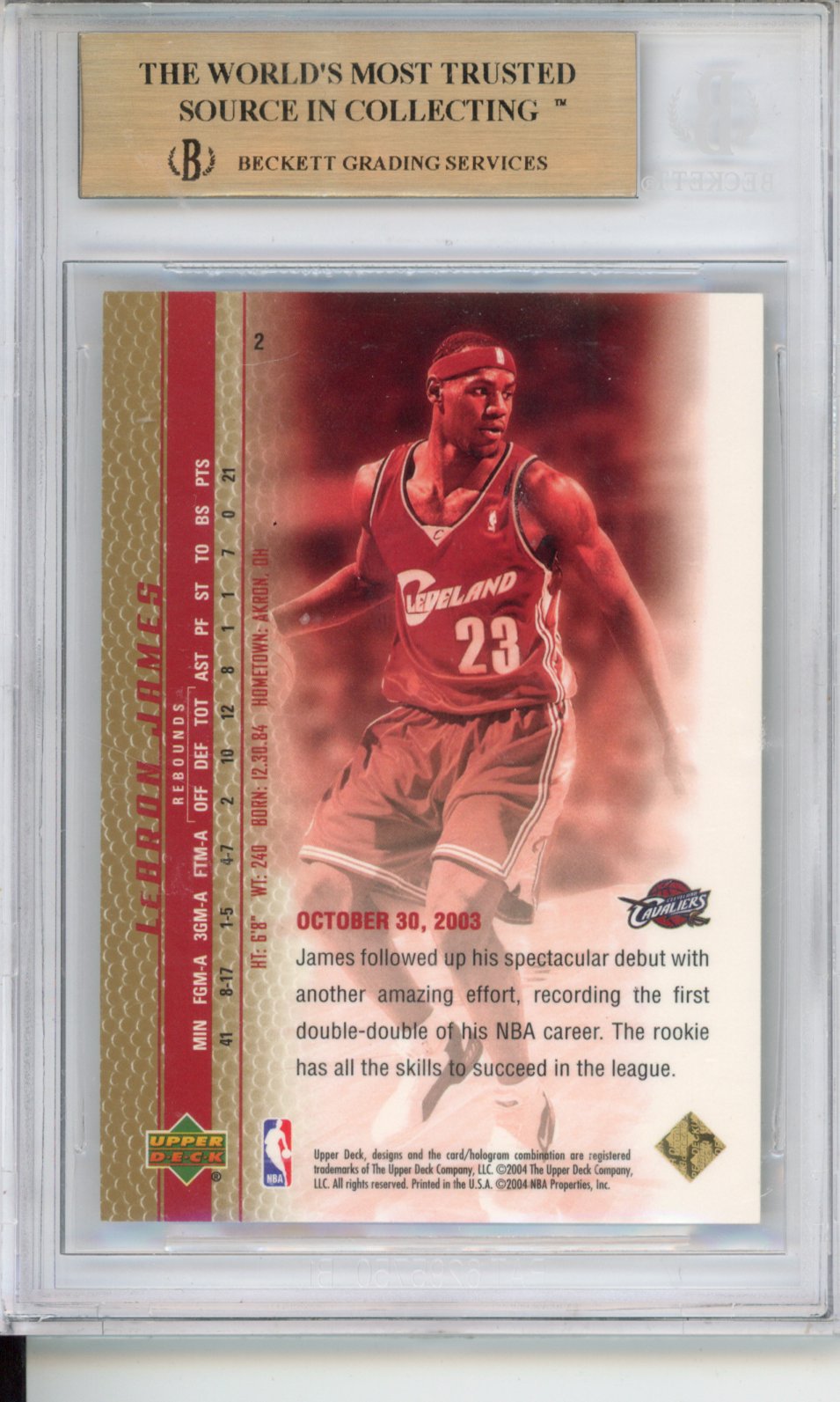 2003-04 Upper Deck Phenomenal Beginning LeBron James #2 Gold /100 BGS 9.5