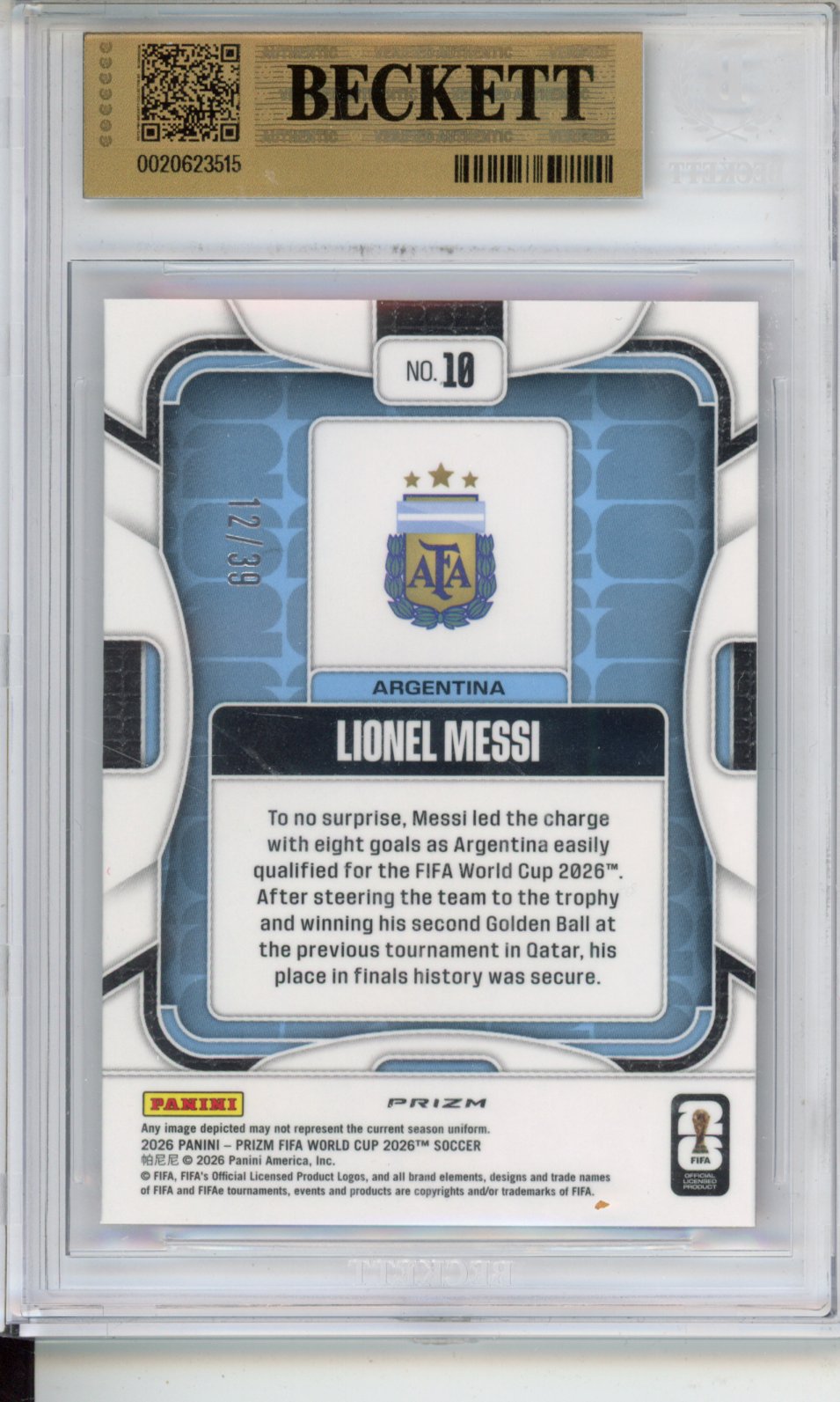 2026 Panini Prizm Lionel Messi #10 BGS 9.5