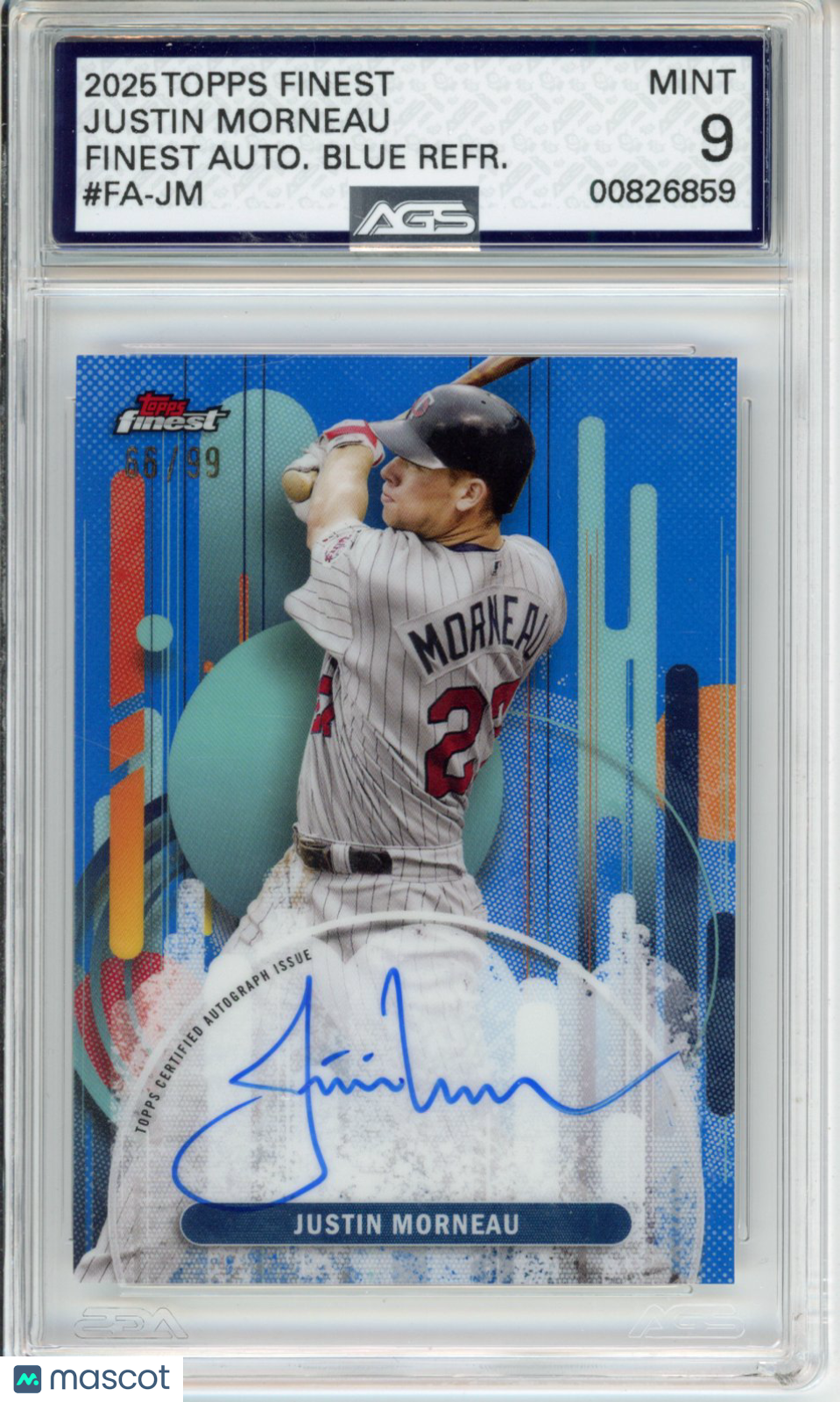 Baseball 2025 TOPPS FINEST Justin Morneau #FA-JM 66/99 Unlimited AGS 9