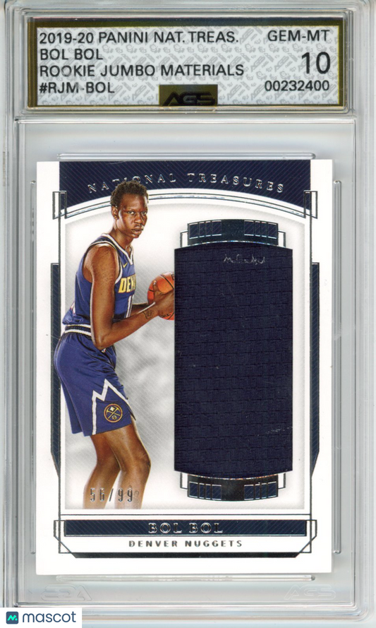 2019-20 Panini National Treasures Bol Bol #RJM-BOL Rookie Jumbo Materials AGS 10