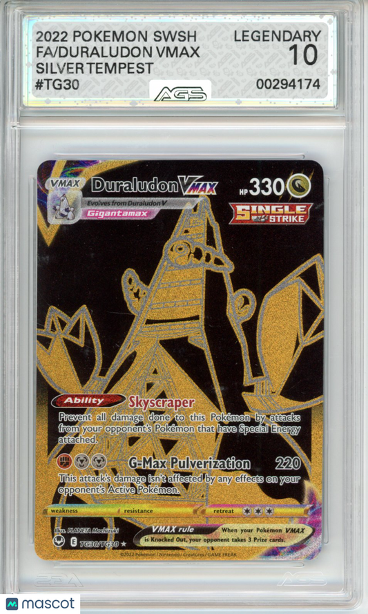 2022 Pokemon Silver Tempest Duraludon VMAX #TG30 LEGENDARY AGS 10