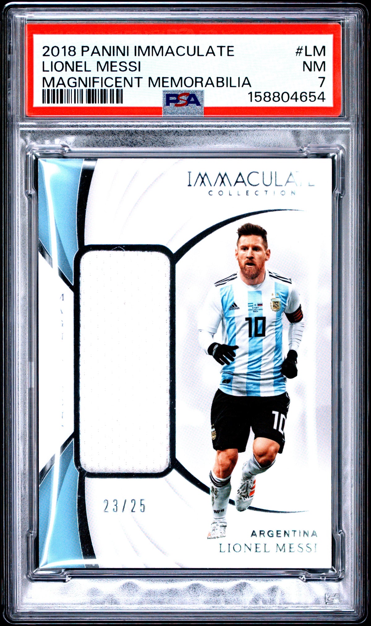 2018 Panini Immaculate Magnificent Memorabilia Lionel Messi LM English PSA 7