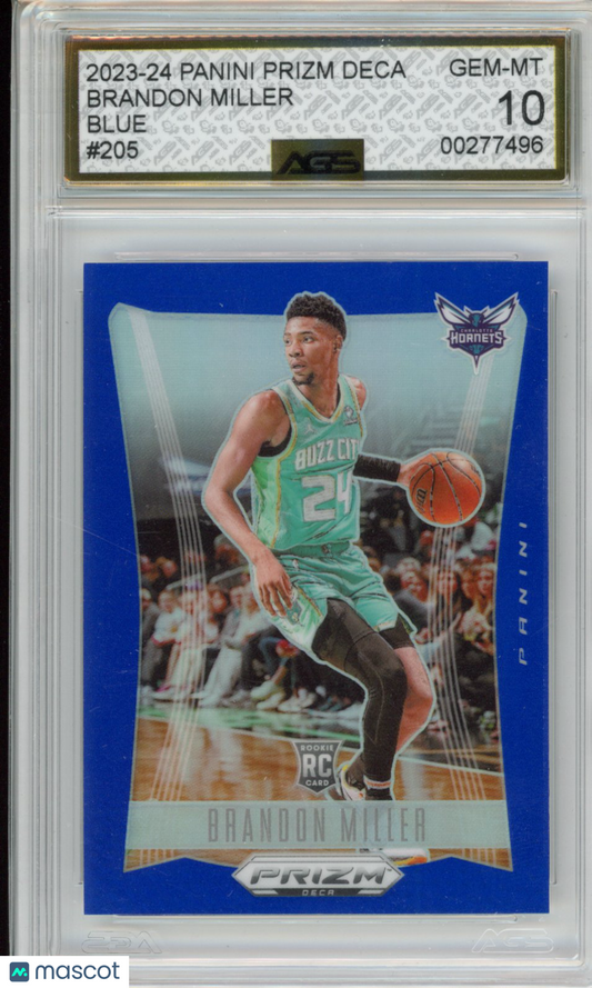 2023-24 Panini PRIZM DECA BRANDON MILLER #205 Blue /149 AGS 10
