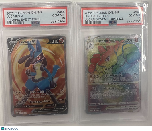 Lucario V VSTAR PSA 10 SEQUENTIAL HR 349 348 Trophy Card Rainbow Event Top Prize
