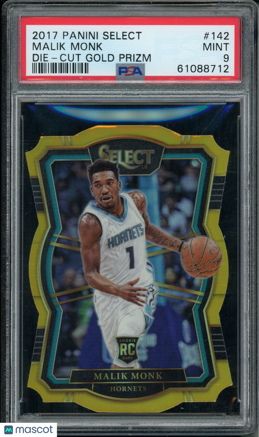 2017 Panini Select Malik Monk #142 Die Cut Gold Prizm PSA 9