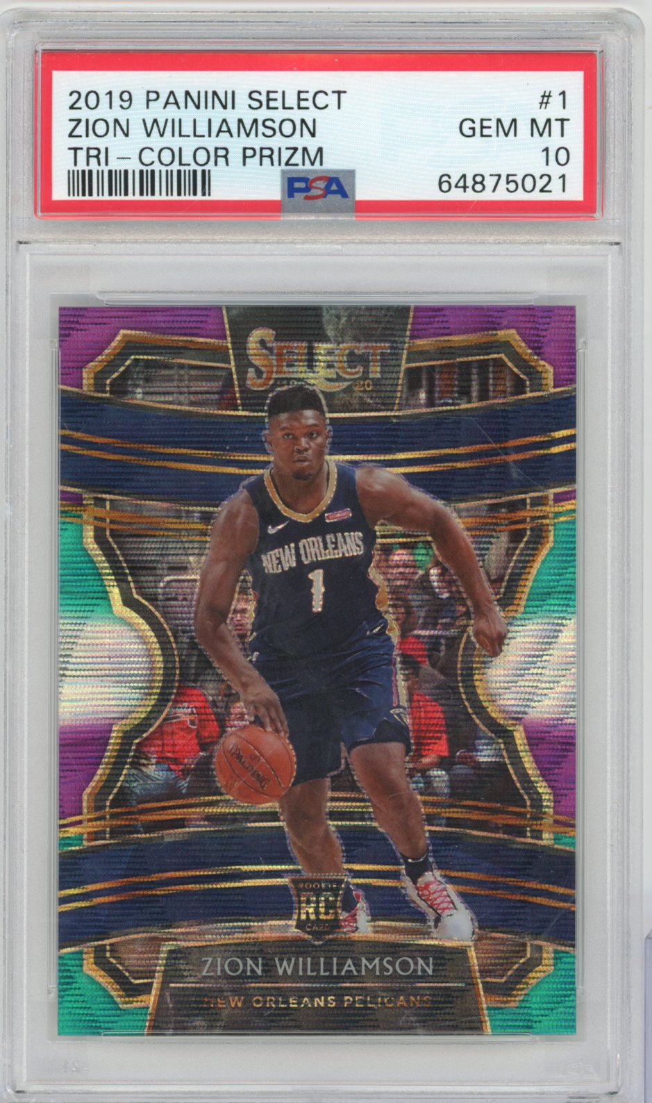 2019 Panini Panini Panini Panini Zion Williamson Panini Select Concourse Basketball #1 Tri-Color English PSA 10