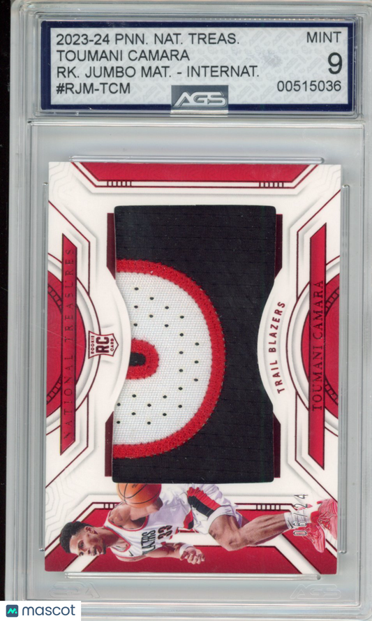 2023-24 National Treasures TOUMANI CAMARA #RJM-TCM ROOKIE JUMBO /24 AGS 9