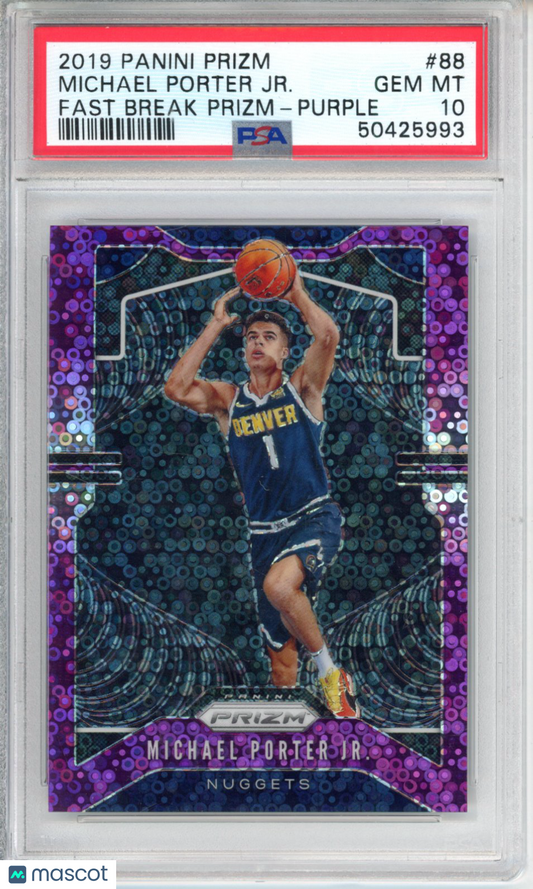 2019 Panini Prizm Michael Porter JR. #88 Fast Break Purple PSA 10