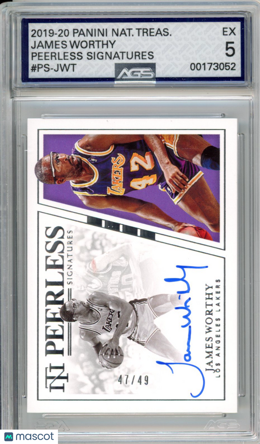 2020 Basketball 2019-20 Panini National Treasures James Worthy #PS-JWT AGS 5