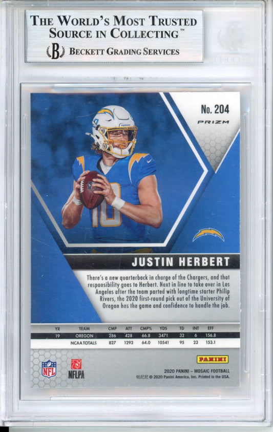 2020 Panini Mosaic Silver Justin Herbert #204 BGS 9