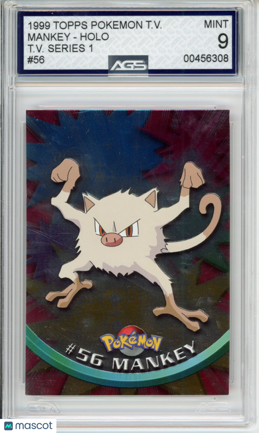 1999 Pokemon T.V. Series 1 Mankey #056 AGS 9