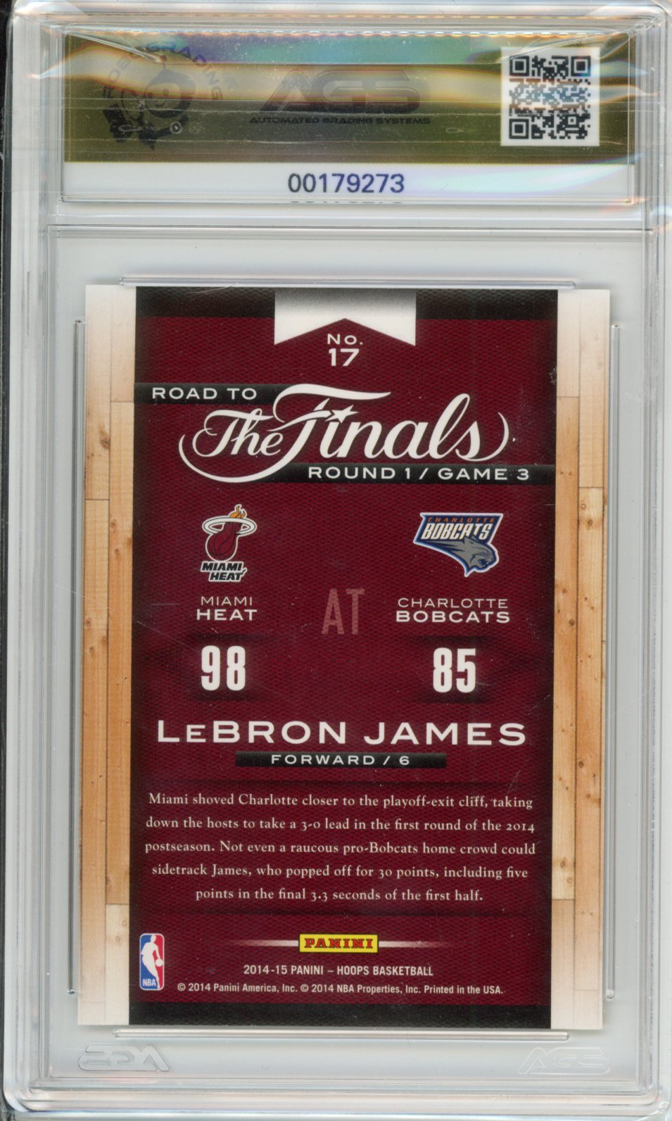2015 Basketball 2014-15 Hoops LeBron James #017 AGS 10