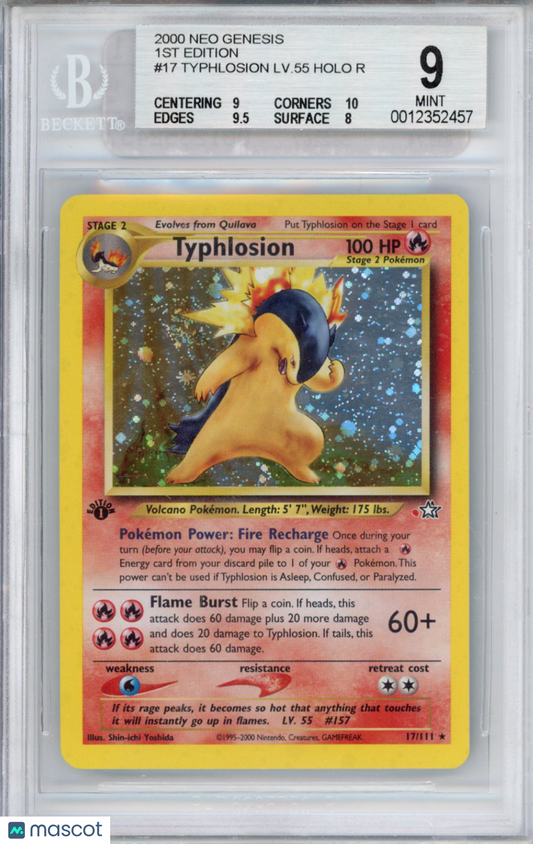 2000 Pokemon Neo Genesis 1st Edition Typhlosion #17 BGS 9