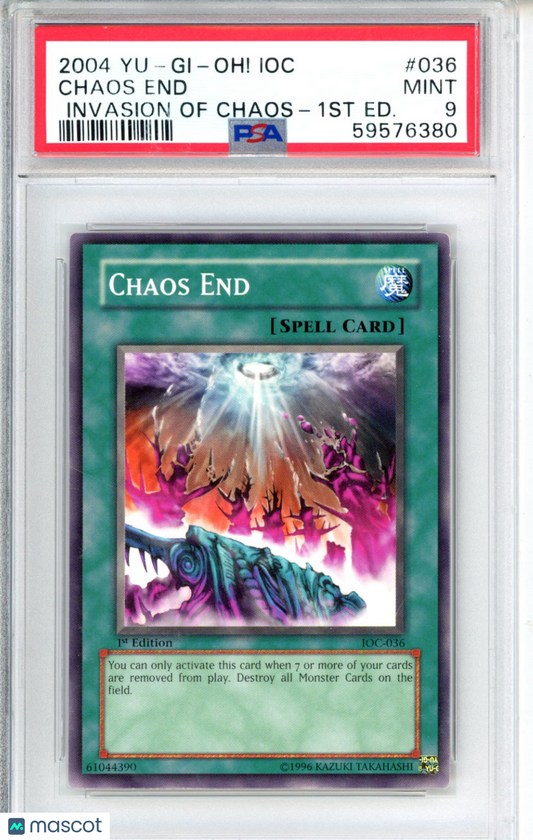 2004 Yu-Gi-Oh! Ioc-Invasion Of Chaos Chaos End #036 Invasion Of Chaos-1st Ed. PSA 9