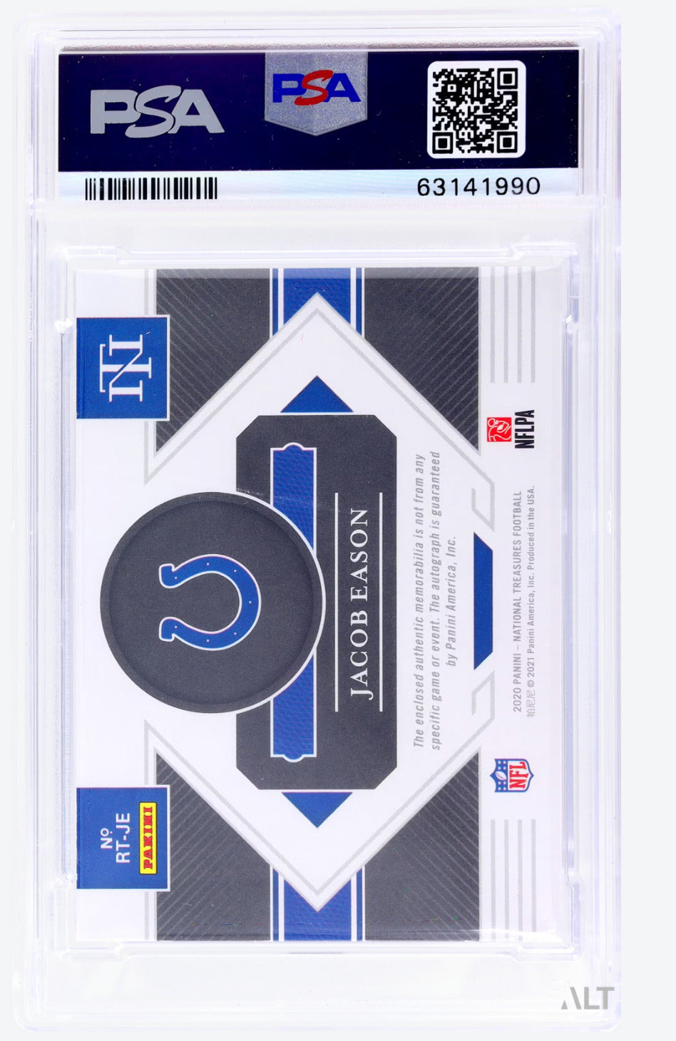 2020 Panini National Treasures Jacob Eason #RT-JE PSA 9 Auto 10 1/1
