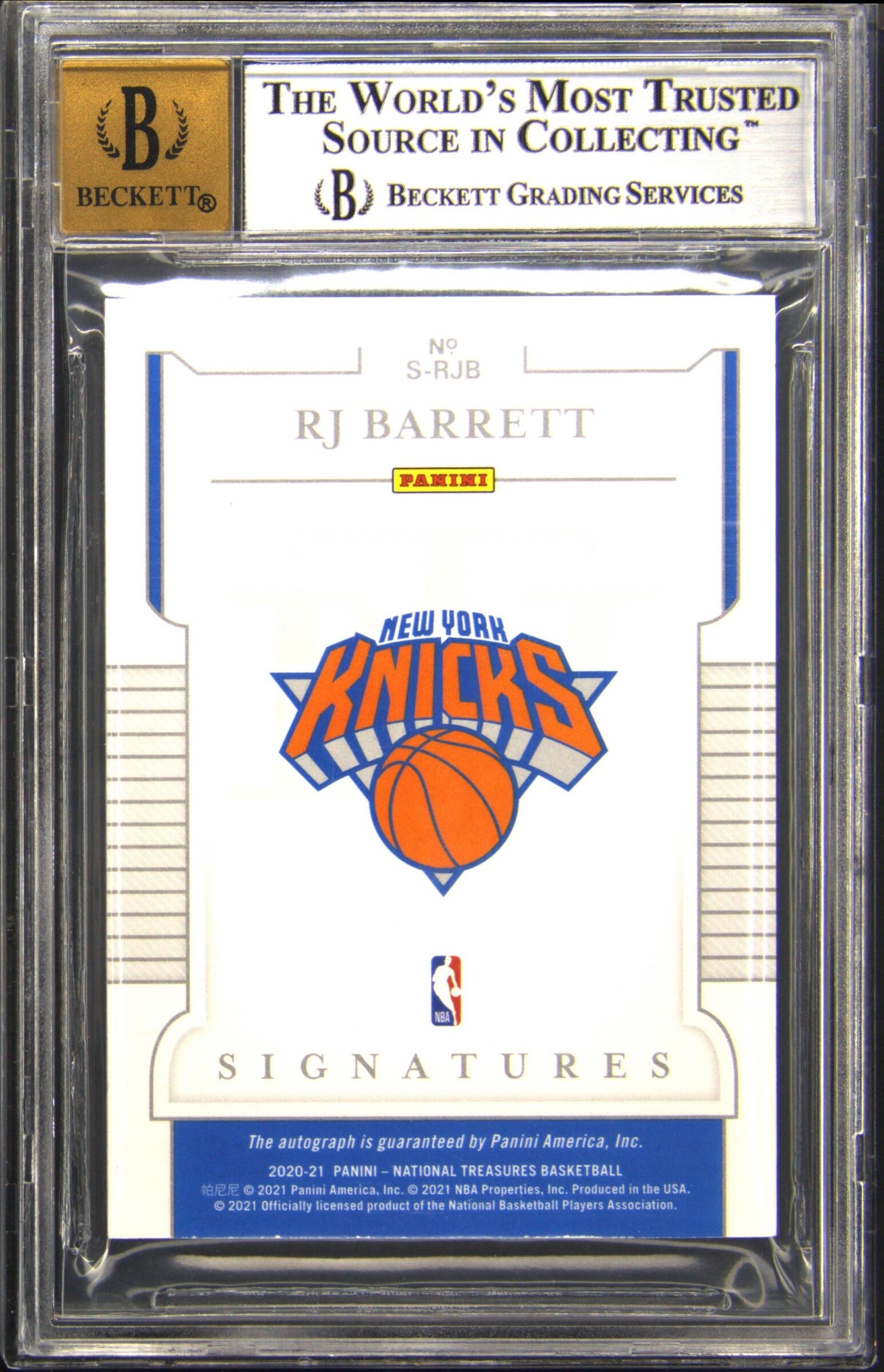 2020-21 National Treasures #5 RJ Barrett Emerald Rookie RC Auto 4/5 BGS BAS 9