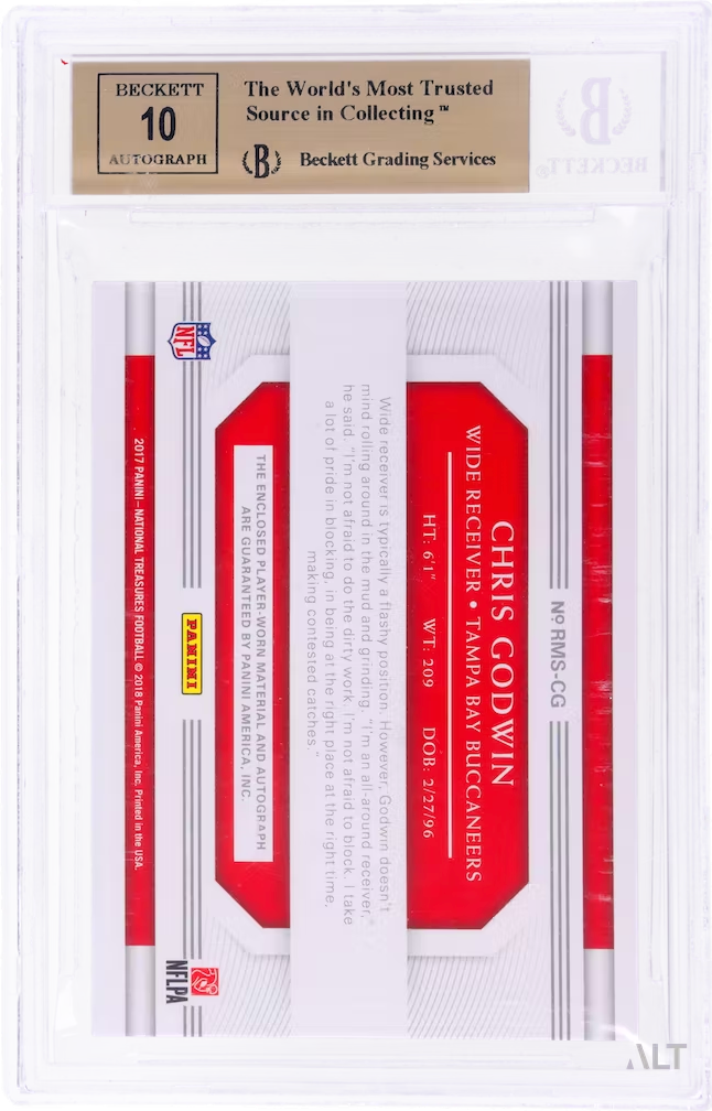 2017 Panini National Treasures Chris Godwin #20 Black /5 BGS 9.5 Auto 10
