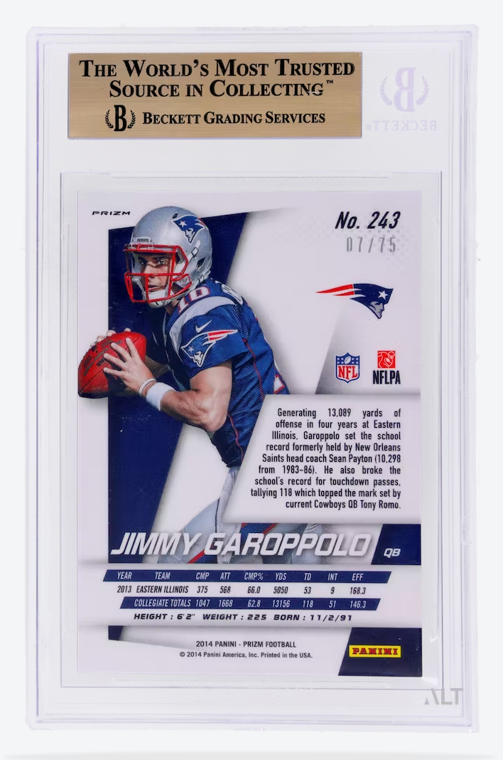 2014 Panini Prizm Jimmy Garoppolo #243 Prizms NFL Shield /75 BGS 9.5