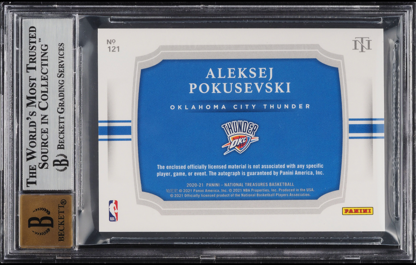 2020 Panini National Treasures Aleksej Pokusevski #121 Bronze BGS 9 Auto 10