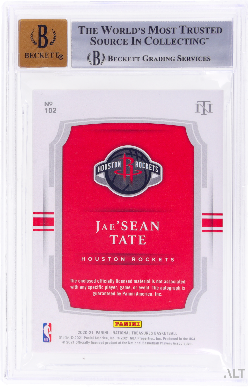 2020 National Treasures Jae'Sean Tate Rookie Patch Auto Gold FOTL BGS 8.5 RPA