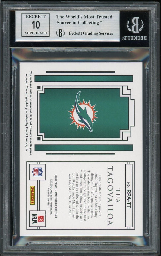 2020 Impeccable Tua Tagovailoa Rookie Patch Auto Platinum BGS 8.5 RPA RC 1/1