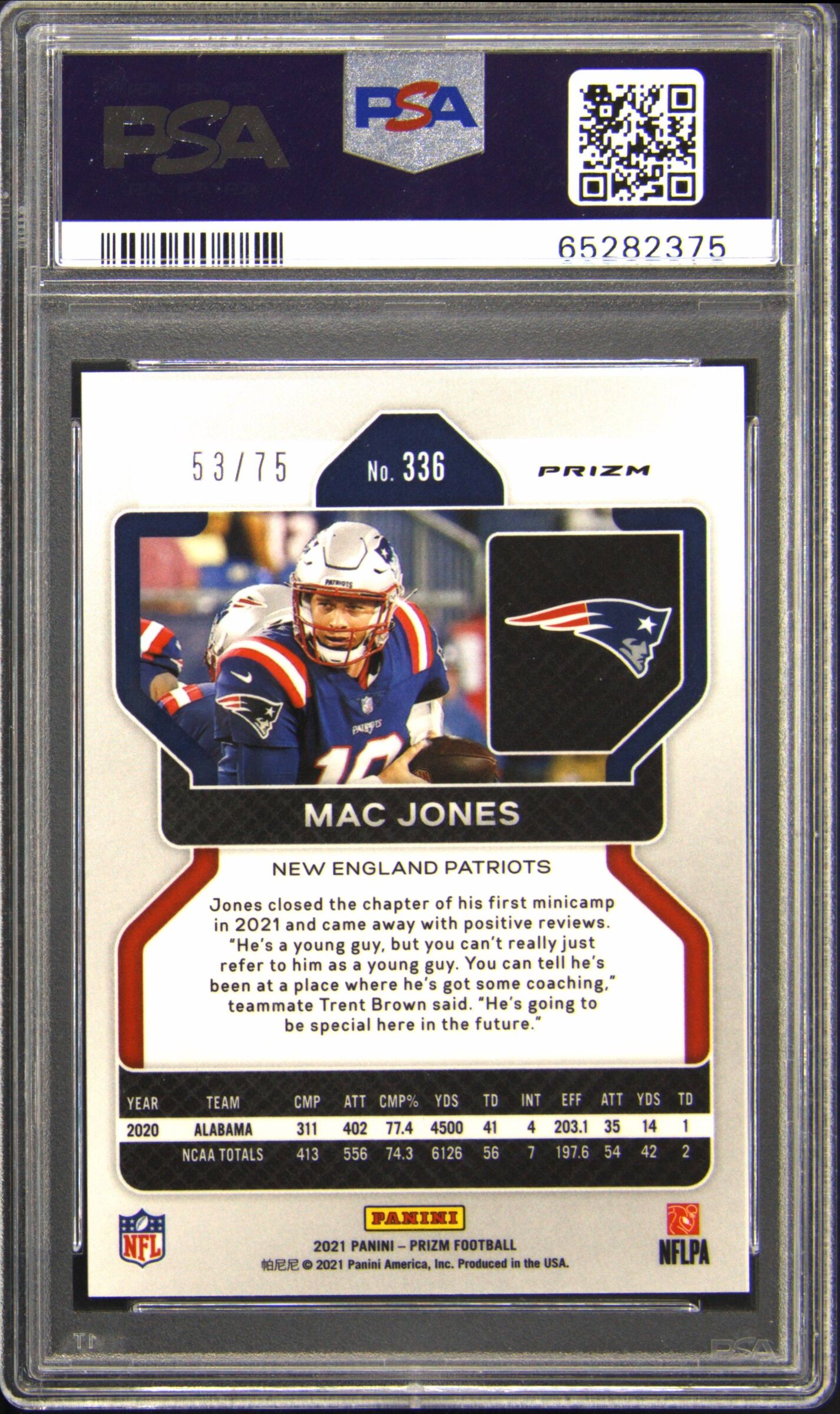 2021 Panini Prizm #336 Mac Jones Green Scope Rookie RC 53/75 PSA 9