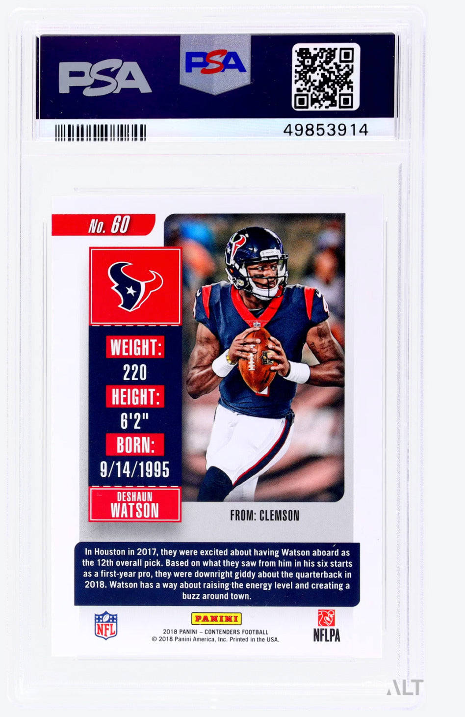 2018 Panini Contenders Deshaun Watson #60 PSA 9
