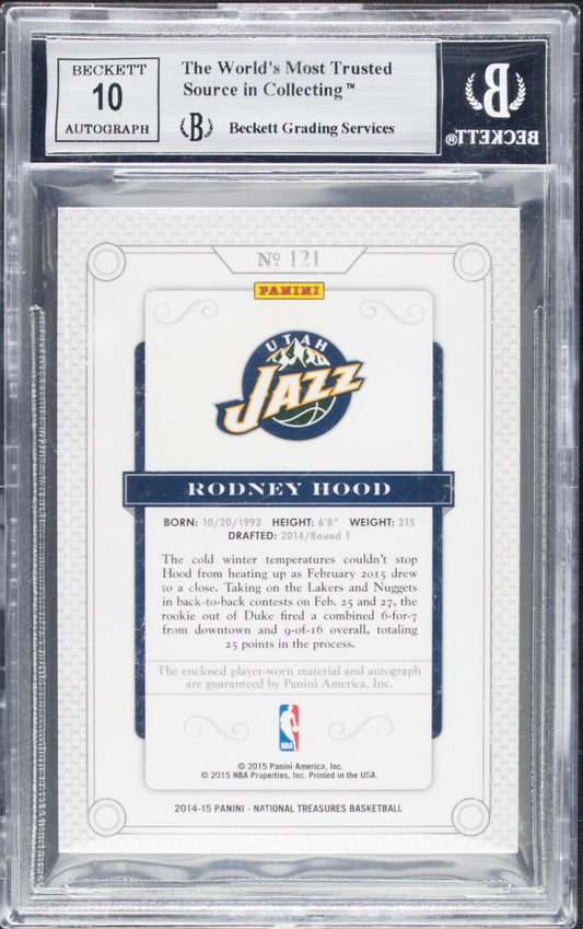 2014 National Treasures Rodney Hood #121 Rookie Patch Auto Gold /25 BGS 9