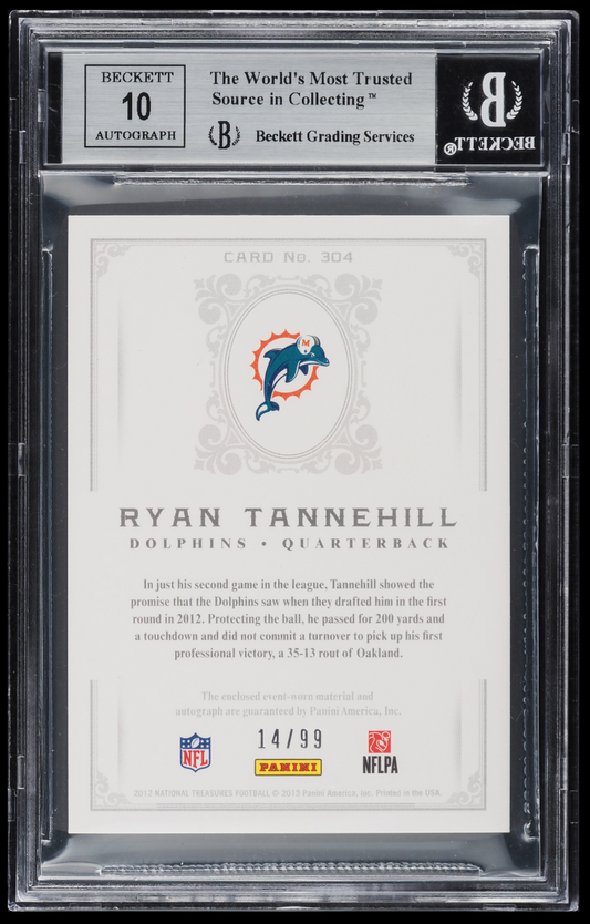 2012 Panini National Treasures Ryan Tannehill #304 Jersey Auto BGS 8.5 Auto 10 /99
