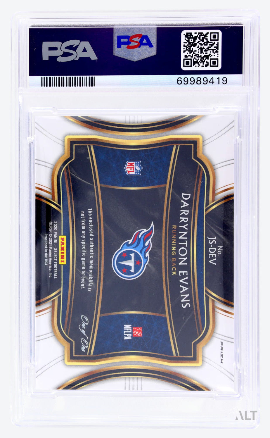 2020 Football Select Darrynton Evans #JS-DEV Black PSA 10