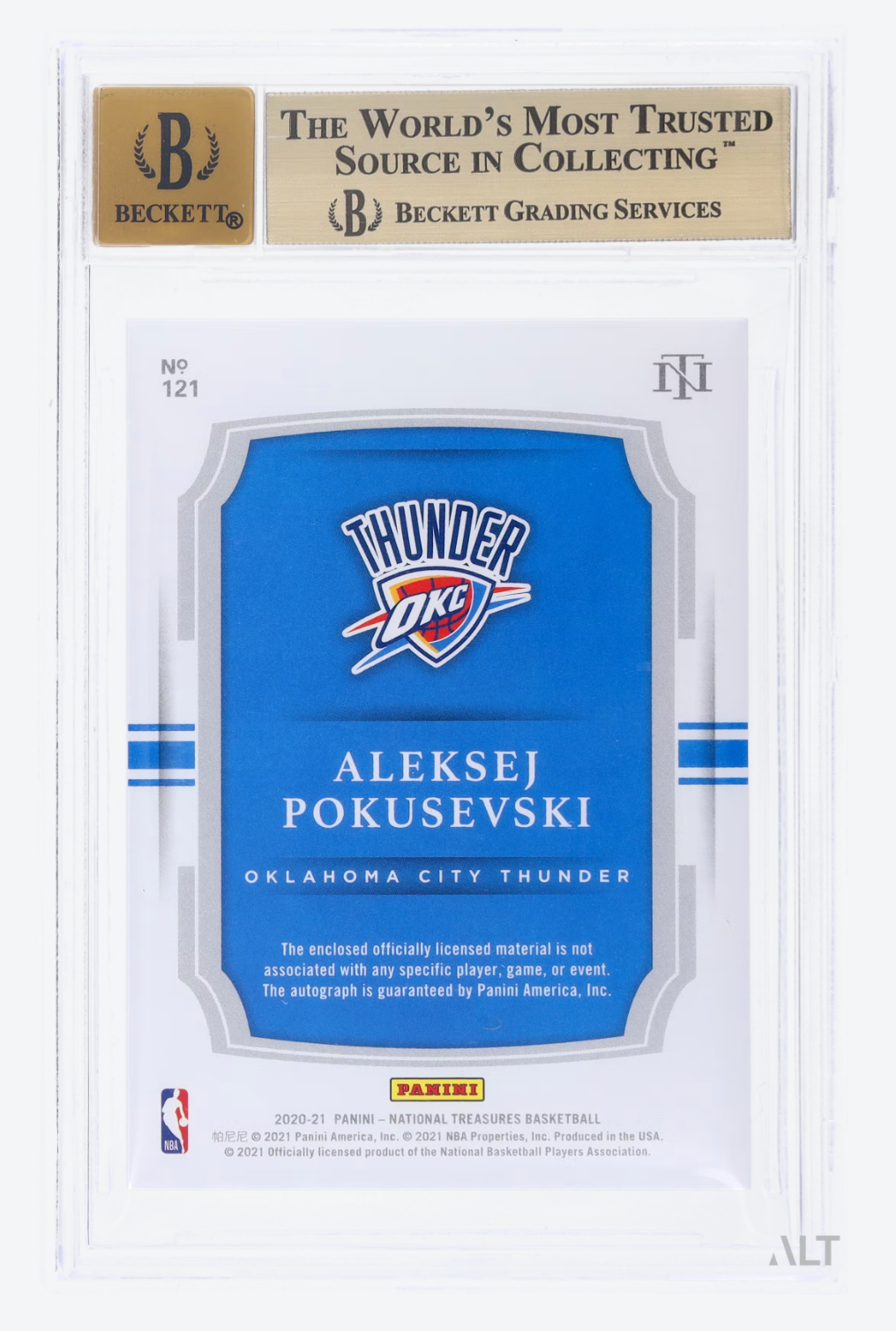 Panini National Treasures Aleksej Pokusevski #121 Jersey Auto BGS 9.5 Auto 10