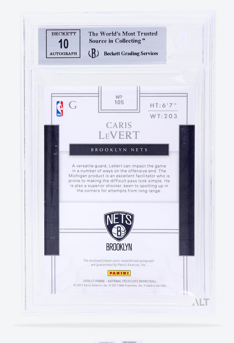 2016 Panini National Treasures Caris Levert #105 Jersey Autograph BGS 9 Auto 10