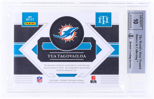 2020 Panini National Treasures Tua Tagovailoa #2 BGS 9 Rookie Auto RPA RC