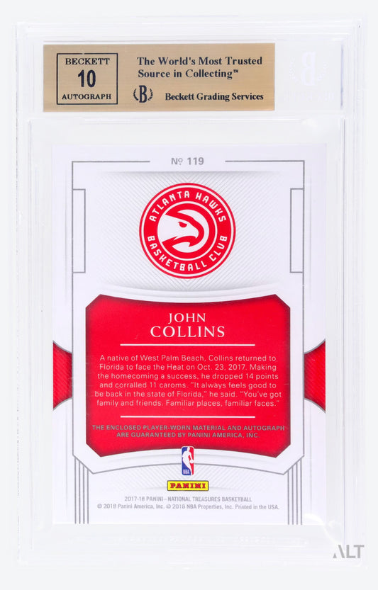2017 Panini National Treasures John Collins #119 /99 BGS 9.5 Auto 10
