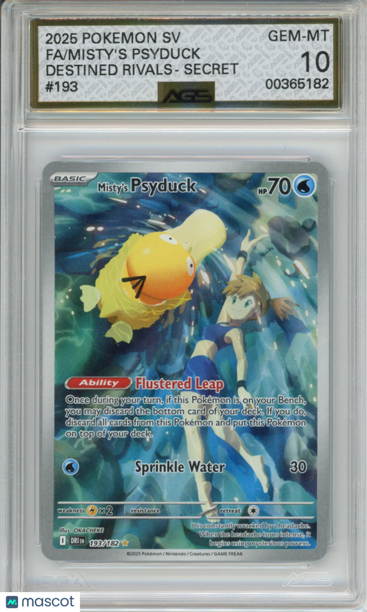 2025 Pokemon Destined Rivals Misty's Psyduck #193 AGS 10