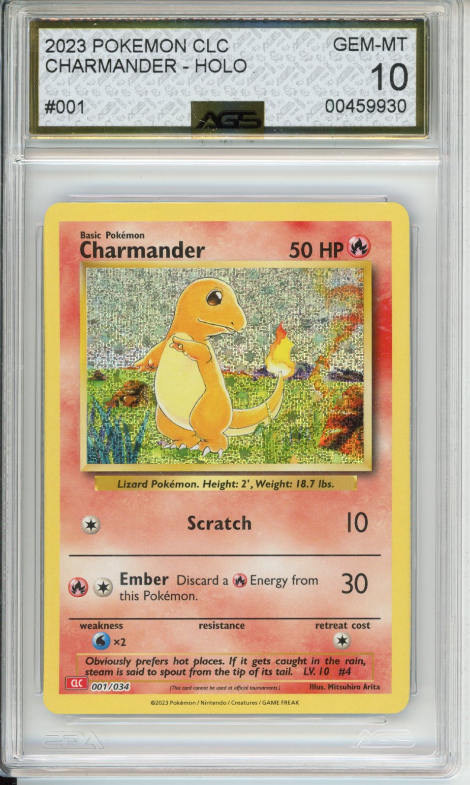 2023 Trading Card Game Classic Charizard & Ho-Oh ex Deck Charmander #001 English AGS 10