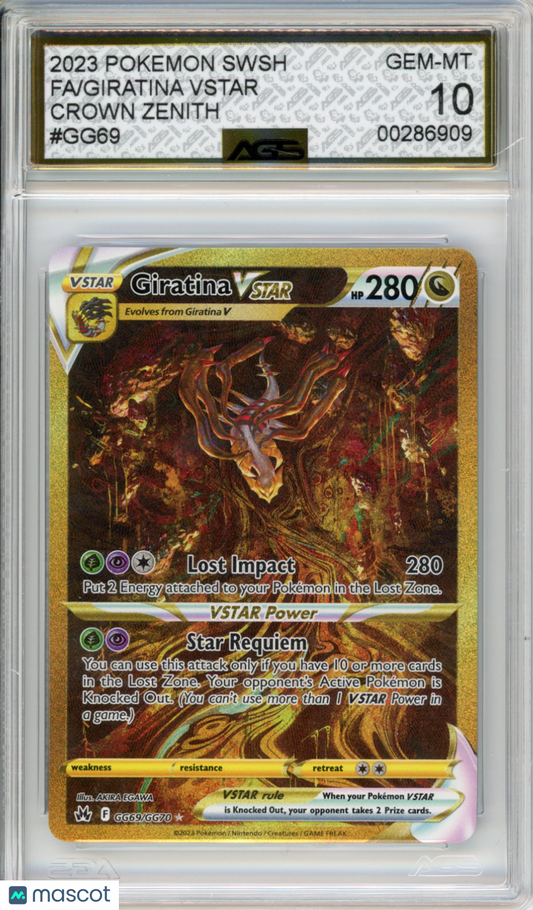 2023 Pokemon Crown Zenith Giratina VSTAR #GG69/GG70 Unlimited AGS 10