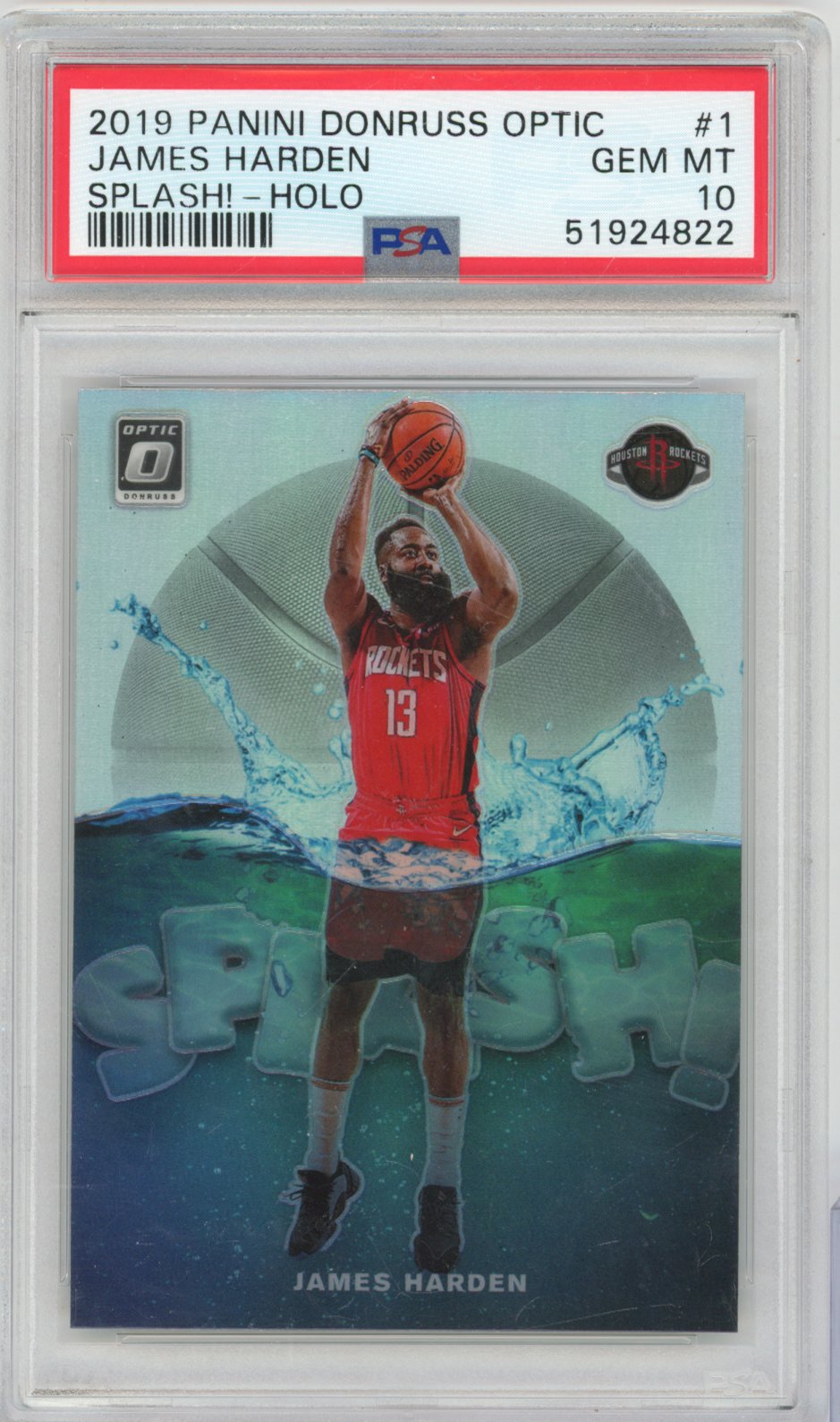 2019 Panini Donruss Optic Basketball James Harden #1 Donruss Optic Splash! English PSA 10